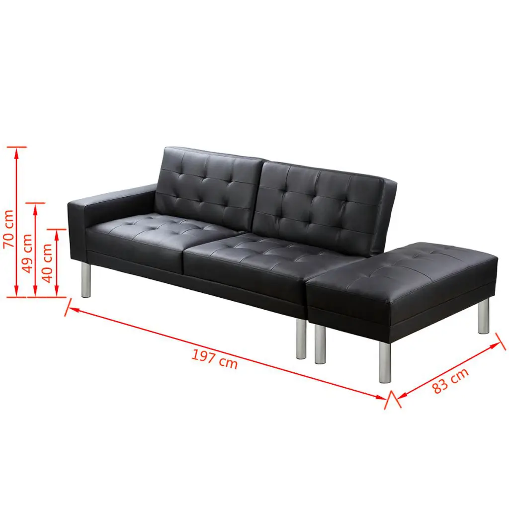 vidaXL Sofa Bed Artificial Leather Black