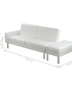 vidaXL Sofa Bed Artificial Leather White