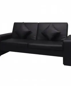 vidaXL Sofa Bed Black Artificial Leather