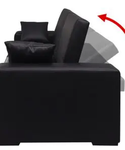 vidaXL Sofa Bed Black Artificial Leather