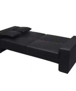 vidaXL Sofa Bed Black Artificial Leather
