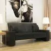 vidaXL Sofa Bed Black Artificial Leather