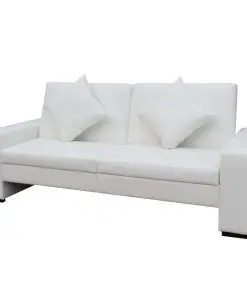 vidaXL Sofa Bed White Artificial Leather