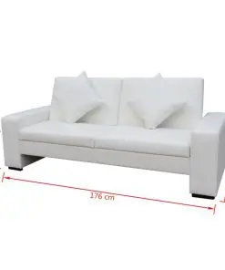 vidaXL Sofa Bed White Artificial Leather