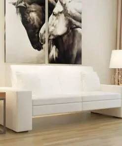 vidaXL Sofa Bed White Artificial Leather