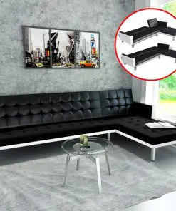 vidaXL L-shaped Sofa Bed Faux Leather Black