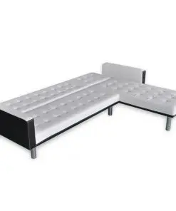 vidaXL L-shaped Sofa Bed Faux Leather White