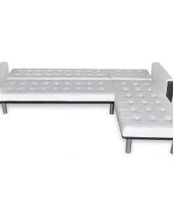 vidaXL L-shaped Sofa Bed Faux Leather White