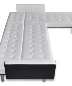 vidaXL L-shaped Sofa Bed Faux Leather White