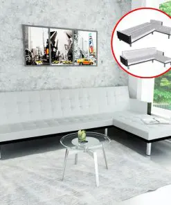 vidaXL L-shaped Sofa Bed Faux Leather White
