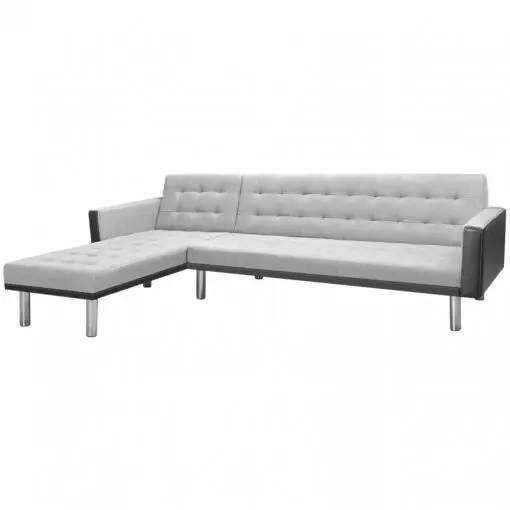 vidaXL Corner Sofa Bed Fabric 218x155x69 cm Black and Grey