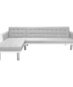 vidaXL Corner Sofa Bed Fabric 218x155x69 cm White and Grey