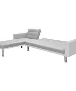 vidaXL Corner Sofa Bed Fabric 218x155x69 cm White and Grey