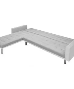 vidaXL Corner Sofa Bed Fabric 218x155x69 cm White and Grey