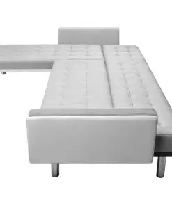 vidaXL Corner Sofa Bed Fabric 218x155x69 cm White and Grey
