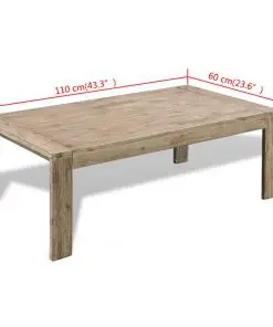 vidaXL Coffee Table Solid Brushed Acacia Wood 110x60x40 cm