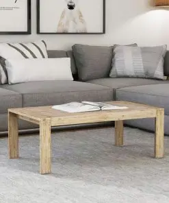 vidaXL Coffee Table Solid Brushed Acacia Wood 110x60x40 cm