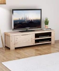 vidaXL TV Cabinet Solid Brushed Acacia Wood 140x38x40 cm