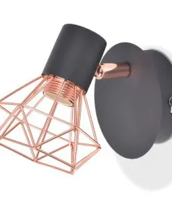 vidaXL Wall Lamp 2 pcs E14 Black and Copper