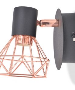vidaXL Wall Lamp 2 pcs E14 Black and Copper