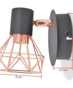 vidaXL Wall Lamp 2 pcs E14 Black and Copper