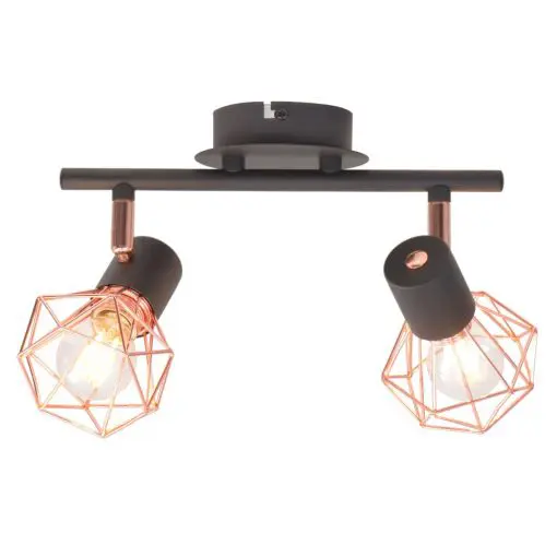 vidaXL Ceiling Lamp with 2 Spotlights E14 Black and Copper