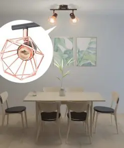 vidaXL Ceiling Lamp with 2 Spotlights E14 Black and Copper