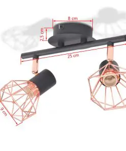vidaXL Ceiling Lamp with 2 Spotlights E14 Black and Copper