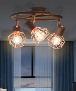 vidaXL Ceiling Lamp with 3 Spotlights E14 Black and Copper