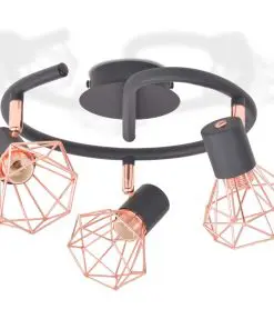 vidaXL Ceiling Lamp with 3 Spotlights E14 Black and Copper