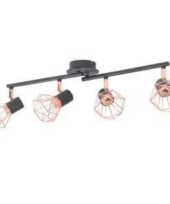 vidaXL Ceiling Lamp with 4 Spotlights E14 Black and Copper