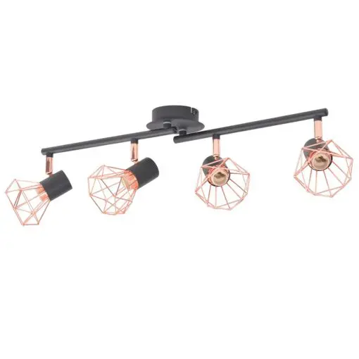 vidaXL Ceiling Lamp with 4 Spotlights E14 Black and Copper