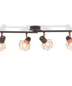 vidaXL Ceiling Lamp with 4 Spotlights E14 Black and Copper