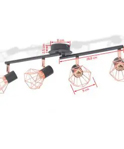 vidaXL Ceiling Lamp with 4 Spotlights E14 Black and Copper
