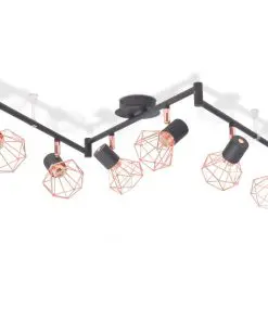 vidaXL Ceiling Lamp with 6 Spotlights E14 Black and Copper