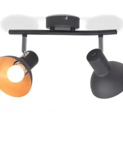 vidaXL Ceiling Lamp for 2 Bulbs E27 Black and Gold