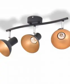 vidaXL Ceiling Lamp for 3 Bulbs E27 Black and Gold