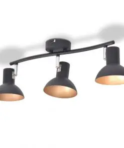 vidaXL Ceiling Lamp for 3 Bulbs E27 Black and Gold