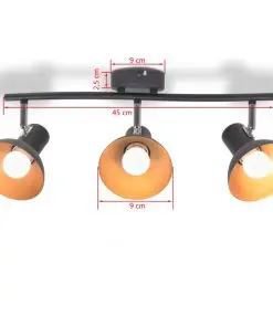 vidaXL Ceiling Lamp for 3 Bulbs E27 Black and Gold
