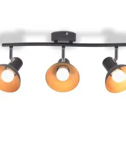 vidaXL Ceiling Lamp for 3 Bulbs E27 Black and Gold