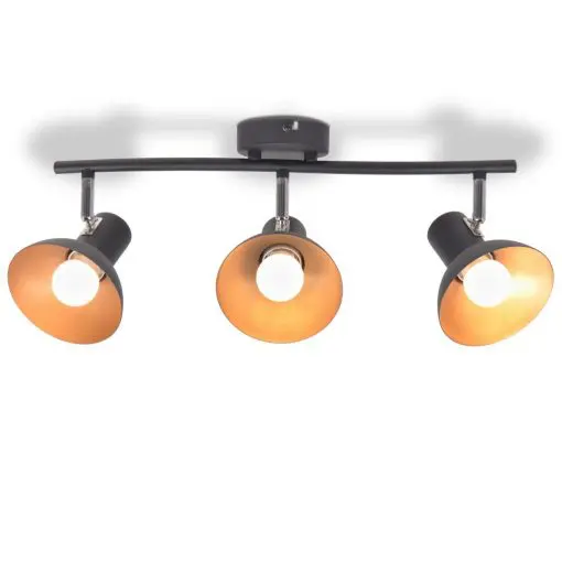 vidaXL Ceiling Lamp for 3 Bulbs E27 Black and Gold