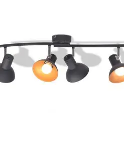 vidaXL Ceiling Lamp for 4 Bulbs E27 Black and Gold