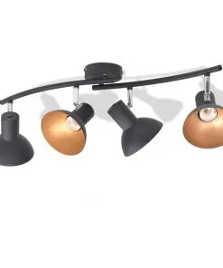 vidaXL Ceiling Lamp for 4 Bulbs E27 Black and Gold