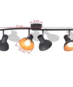 vidaXL Ceiling Lamp for 4 Bulbs E27 Black and Gold