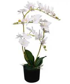 vidaXL Artificial Orchid Plant with Pot 65 cm White