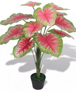 vidaXL Artificial Caladium Plant with Pot 70 cm Green and Red