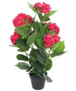 vidaXL Artificial Hydrangea Plant with Pot 60 cm Red
