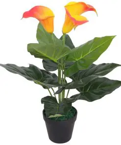 vidaXL Artificial Calla Lily Plant with Pot 45 cm Red and Yellow