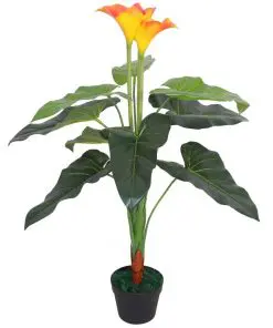vidaXL Artificial Calla Lily Plant with Pot 85 cm Red and Yellow