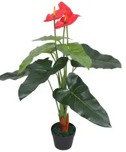 vidaXL Artificial Anthurium Plant with Pot 90 cm Red and Yellow